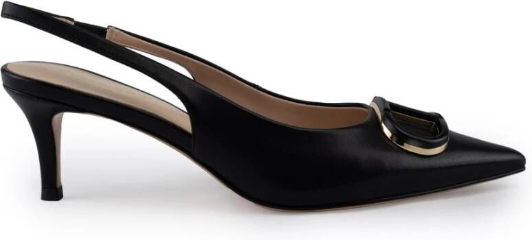 Twinset Zwarte leren slingback hakken Black Dames