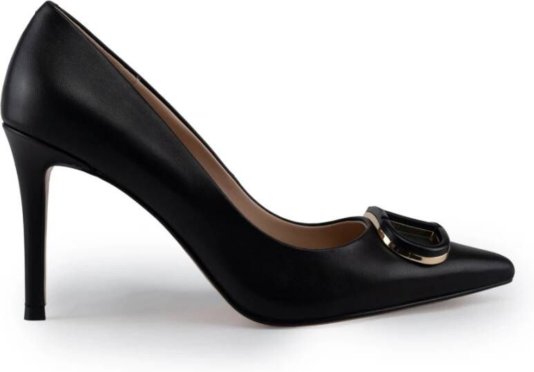 Twinset Zwarte leren stiletto hakken Black Dames