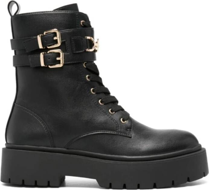 Twinset Zwarte Veterschoenen met Dubbele Gesp Black Dames