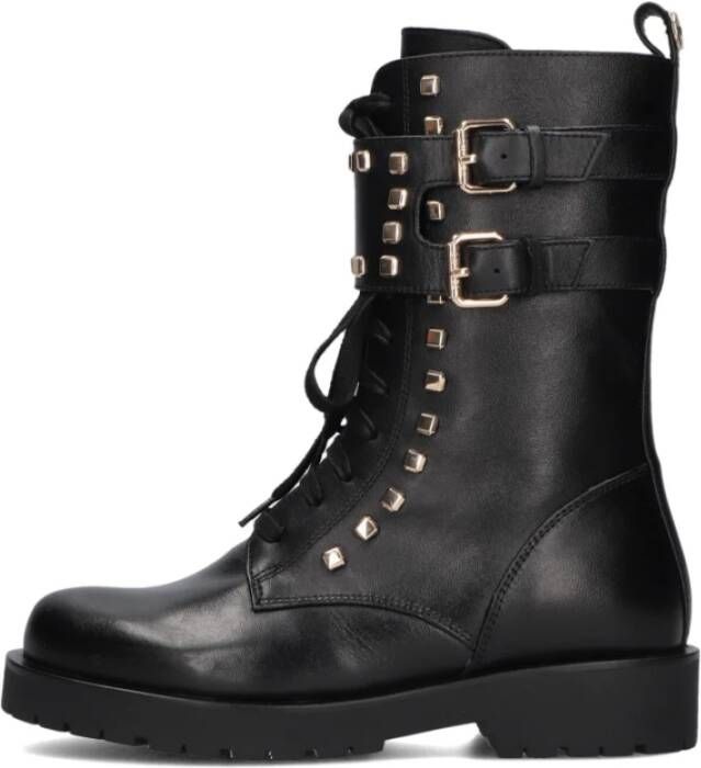 Twinset Zwarte Veterschoenen met Gouden Details Black Dames