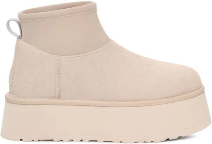 Ugg Beige Puffer Platform Enkellaarzen Beige Dames