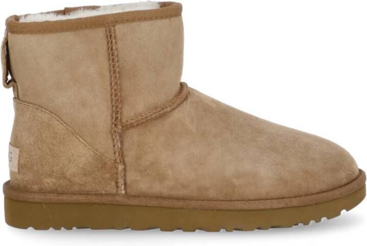 Ugg Beige Suède Enkellaarzen Shearling Voering Beige Dames