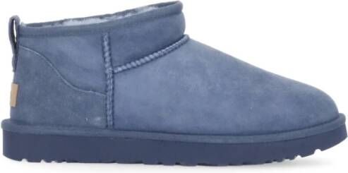 Ugg Blauwe Suède Shearling Enkellaarzen Blue Dames