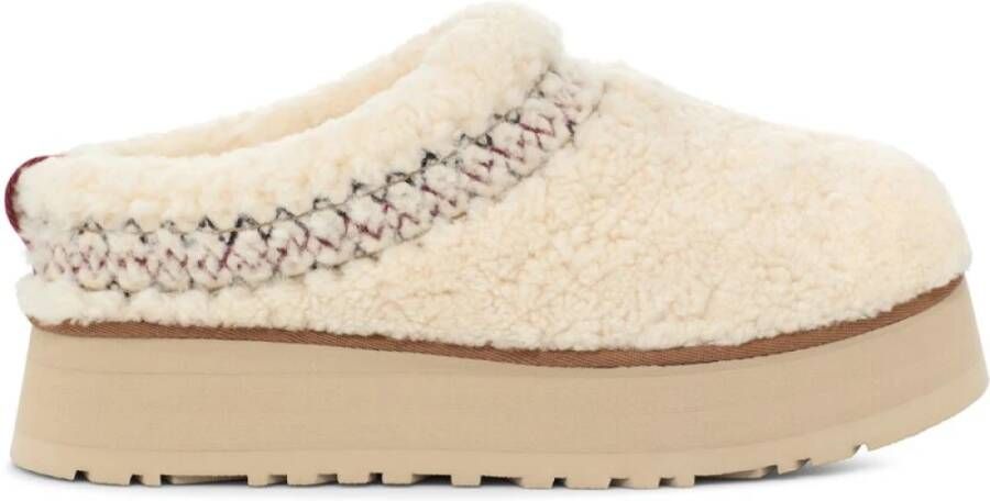 Ugg Beige Leren Vlecht Platform Slip-On Beige Dames