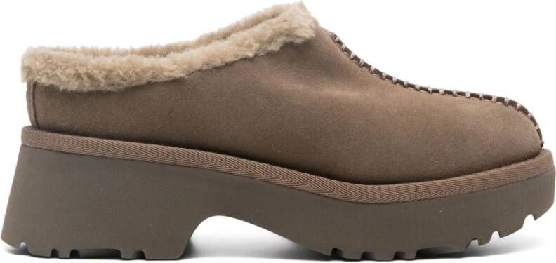 Ugg Bruine Suède Muiltjes met Faux-Fur Voering Brown Dames