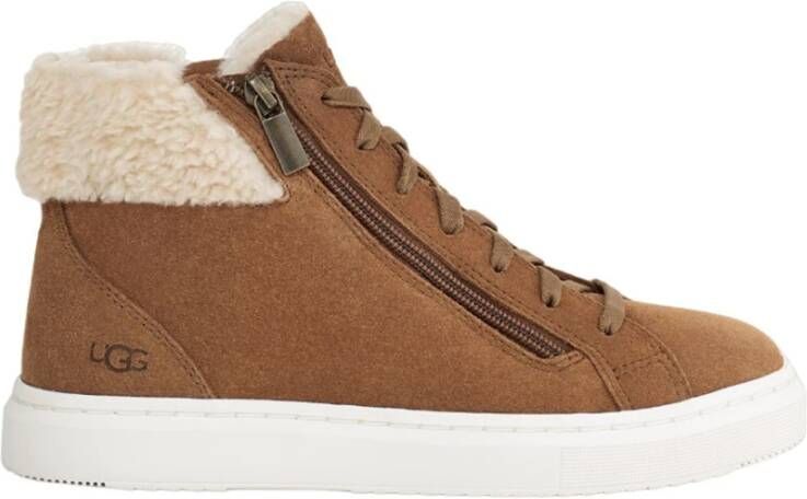 Ugg Casual Camel Leren Dames Hoge Sneakers Brown Dames