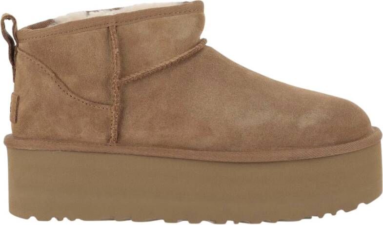 Ugg Enkellaarzen van suède met reliëf detail Brown Dames