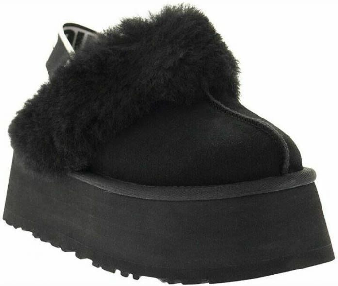 Ugg Zwarte suède en wollen slipper sandaal met 5 cm sleehak Zwart Dames