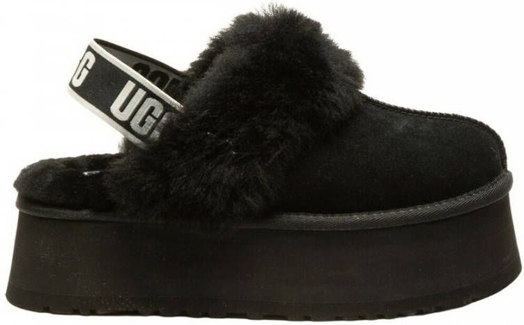 Ugg Zwarte suède en wollen slipper sandaal met 5 cm sleehak Zwart Dames