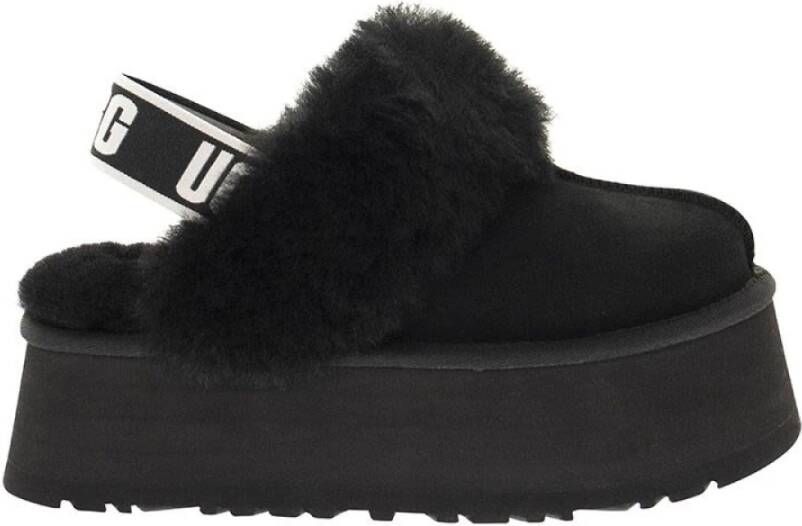 Ugg Zwarte suède en wollen slipper sandaal met 5 cm sleehak Zwart Dames