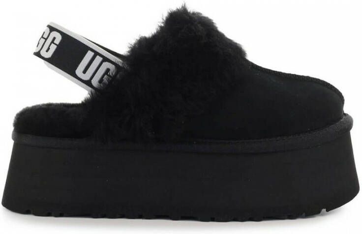 Ugg Zwarte suède en wollen slipper sandaal met 5 cm sleehak Zwart Dames