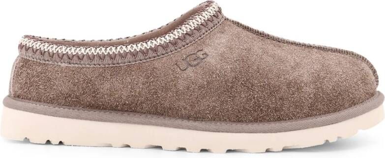 Ugg Geborduurde Shaggy Suède Muilezels Brown Heren