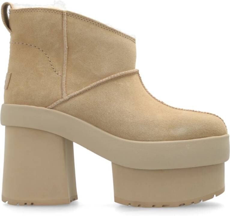 Ugg Gehakte enkellaarzen New Heights Platform Beige Dames