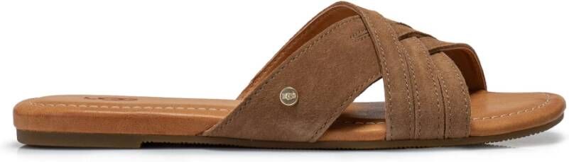 UGG Slippers Dames W Kenleigh Slide Maat: 37 Materiaal: Suède Kleur: Bruin