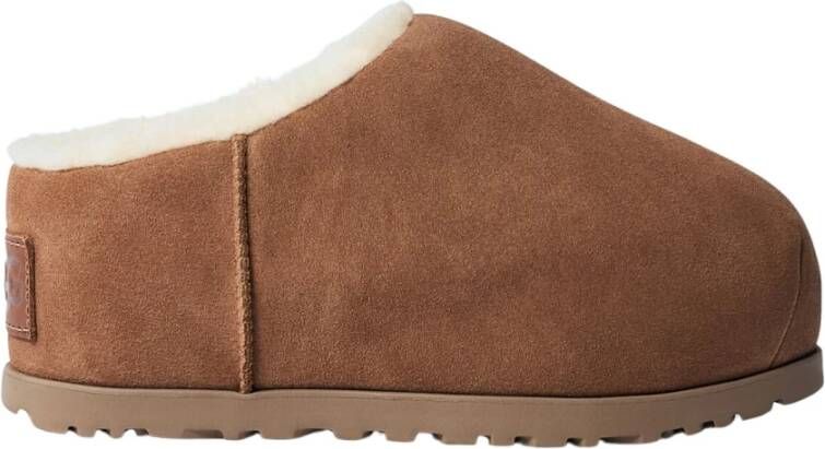 Ugg Gevoerde Flatform Slides met Shearling Brown Dames