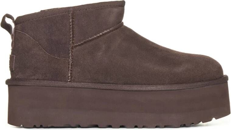 UGG Vachtlaarzen Dames W Classic Ultra Mini Platform Maat: 43 Materiaal: Suède Kleur: Bruin