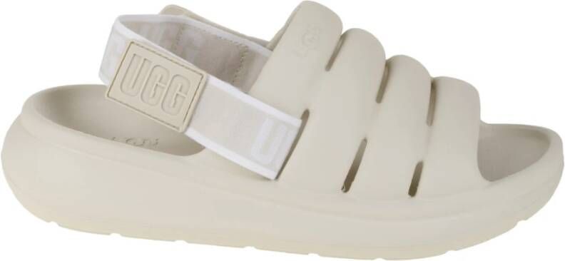 Ugg IJs Rubber Sandaal met Logo Detail Beige Dames