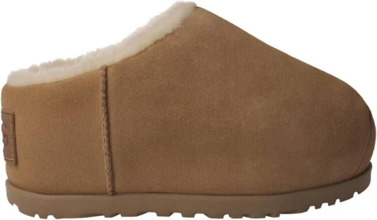 Ugg Kameel Slide Klompen met Gewatteerd Schuim Brown Dames