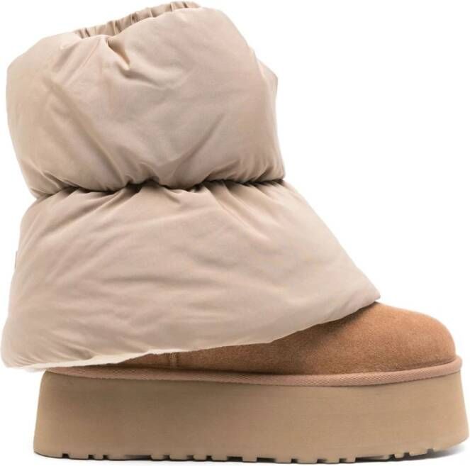 Ugg Klassieke Mini Dipper Puffer Platform Laars Beige Dames