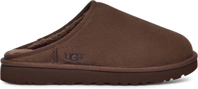 Ugg Logo-Ingelegde Leren Slippers Brown Heren