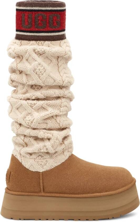 Ugg Kabelgebreide Over-de-Knie Laarzen Beige Dames