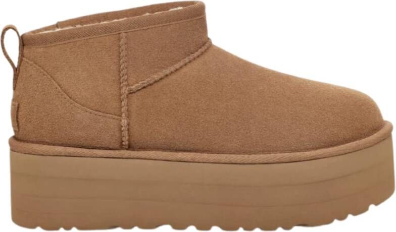 UGG Vachtlaarzen Dames W Classic Ultra Mini Platform Maat: 37 Materiaal: Suède Kleur: Cognac