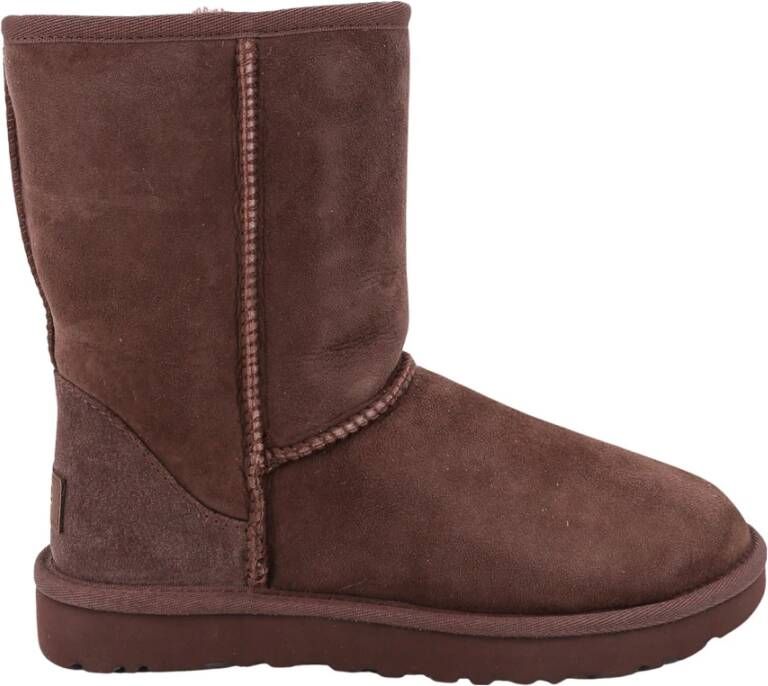 Ugg Korte suède enkellaarzen met nepbont Brown Dames