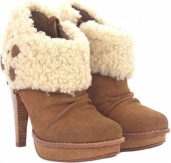 Ugg Platform enkellaarzen Georgette nubuckleerbedrijf Bruin Dames