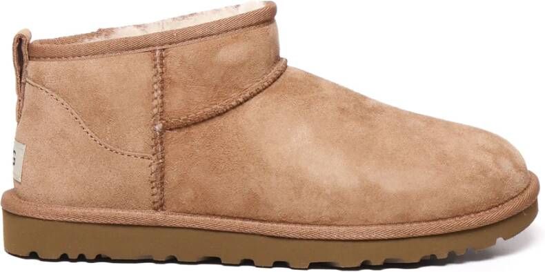 Ugg Schapenvacht Enkellaarsjes Kastanje Rubber Zool Brown Heren