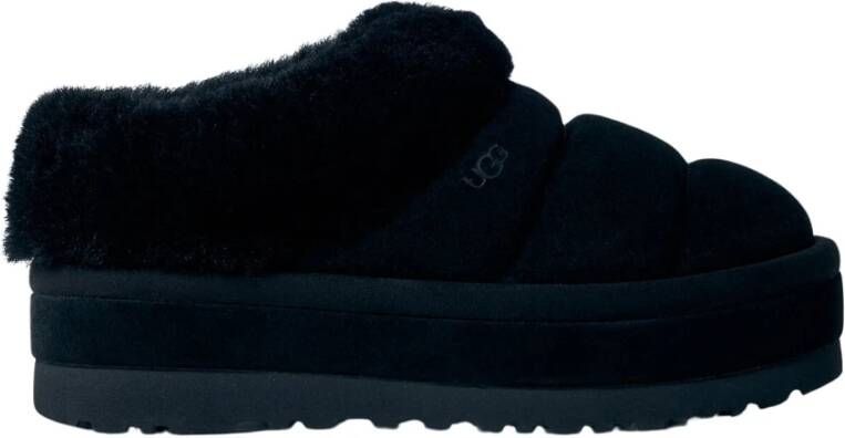 Ugg Shearling Platform Pantoffels met Gewatteerde Kraag Black Dames