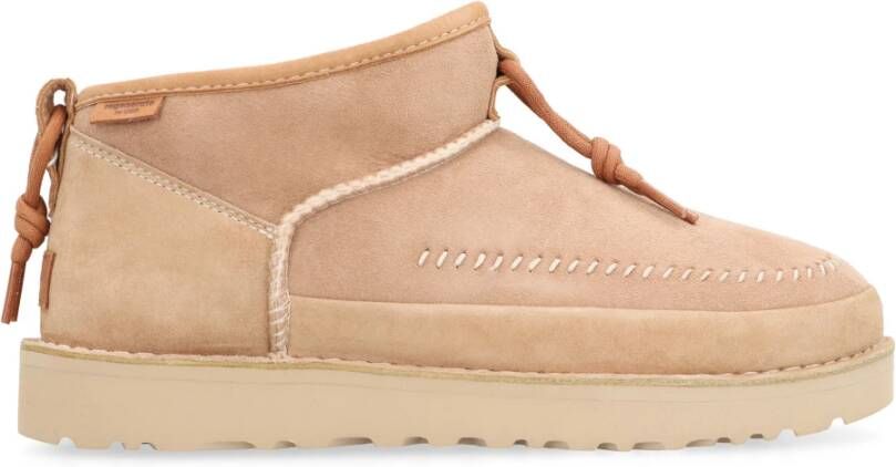 Ugg Shearling Suede Mini Laarzen Beige Dames