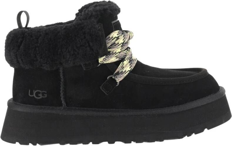 Ugg Shearling Veterschoenen met Verhoogde Zool Black Dames