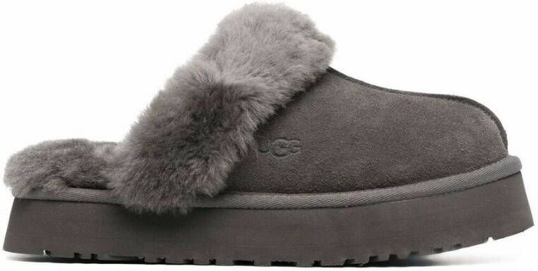 Ugg Suede Diskette met Sheepskin Kraag Gray Dames