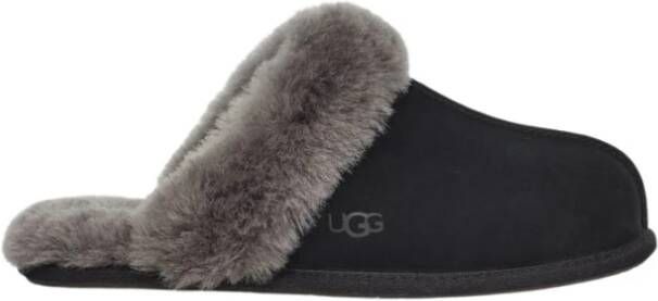 Ugg Zwarte Leren Pantoffels Ronde Neus Black Dames