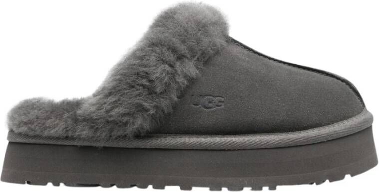 Ugg Suede Diskette met Sheepskin Kraag Gray Dames