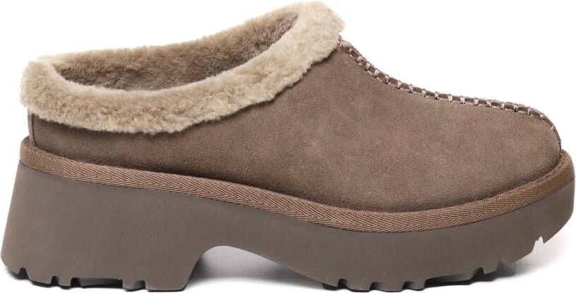 Ugg Suede Klompen met Rubber Hak Brown Dames