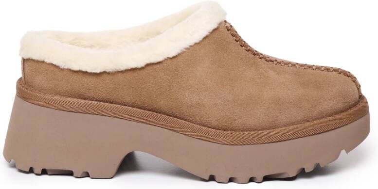 Ugg Suède Klompen Sandalen Kastanje Schapenvacht Brown Dames