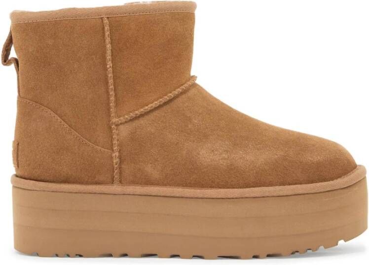 Ugg Suède Platform Enkellaarzen Brown Dames