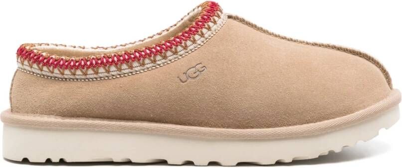 Ugg Suede Tasman Pantoffels Geborduurde Details Beige Dames