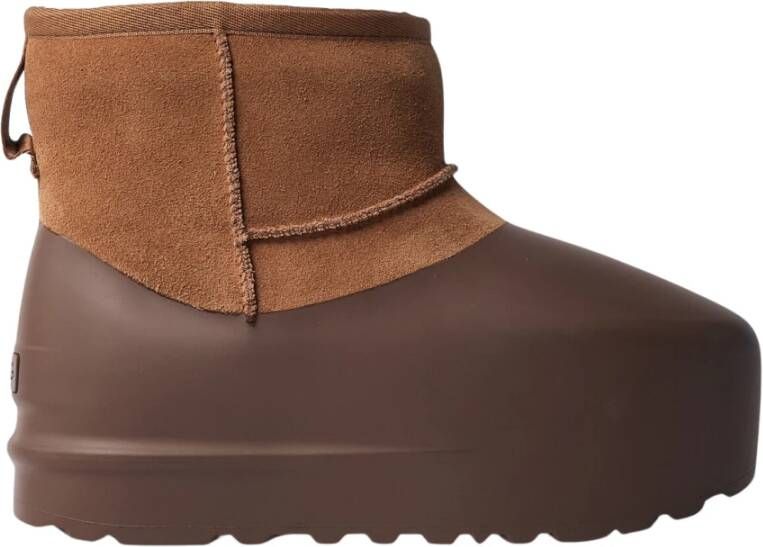 Ugg Suède Verborgen Platform Enkellaarzen Brown Dames