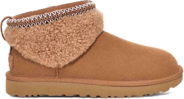 UGG Vachtlaarzen Dames Classic Ultra Mini Maxi Curly Maat: 43 Materiaal: Suèdelook Kleur: Cognac