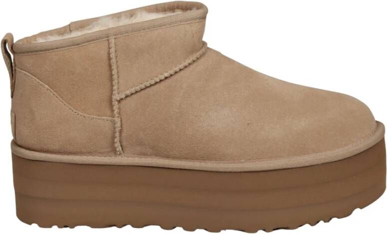 Ugg Ultra Mini Platform Suède Laarzen Brown Dames