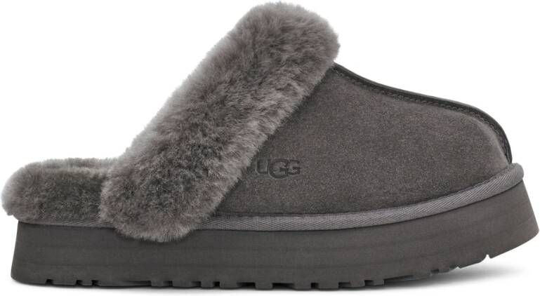 Ugg Suede Diskette met Sheepskin Kraag Gray Dames