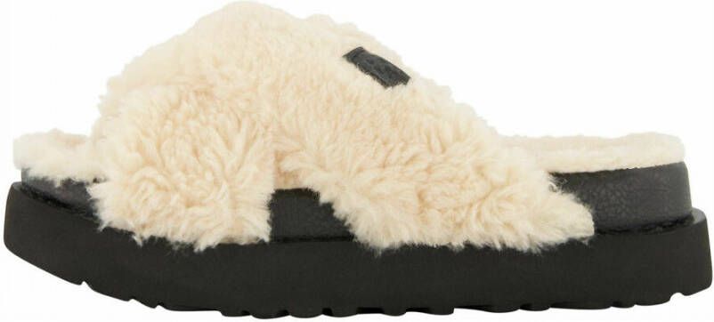 Ugg Fuzz Sugar Cross Slide Natural Black Muilen