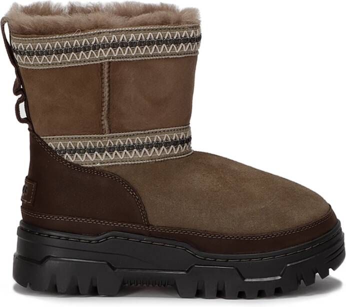 Ugg Waterdichte schapenvacht enkellaarzen met logo Brown Dames