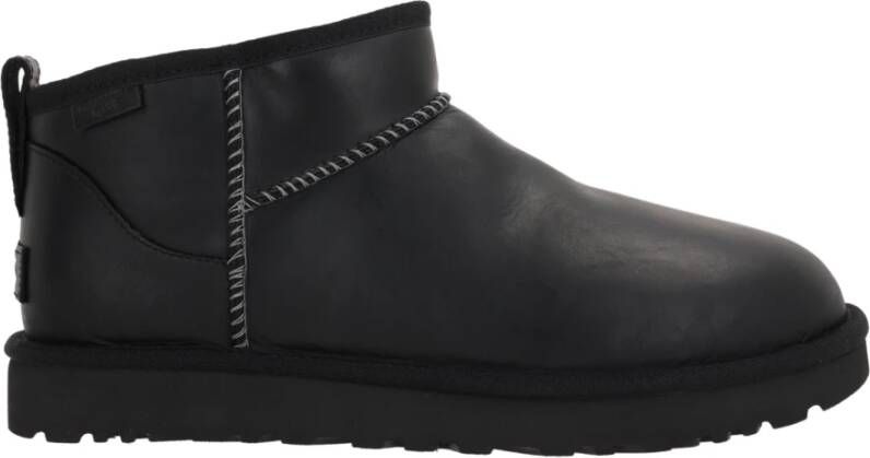 Ugg Zwarte leren enkellaarsjes met borduursels Black Heren