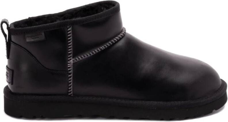 Ugg Zwarte Leren Klassieke Ultra Mini Laarzen Black Heren