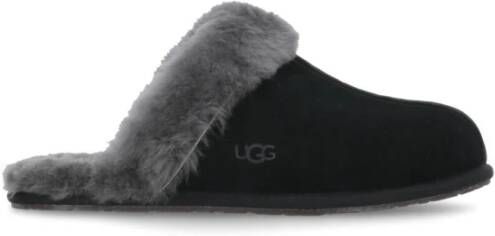 Ugg Zwarte Leren Pantoffels Ronde Neus Black Dames