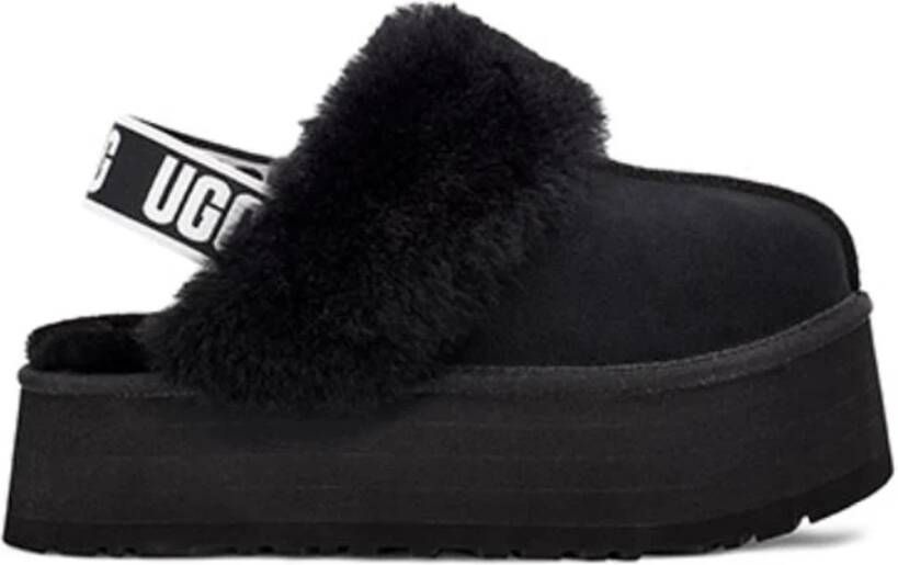 Ugg Zwarte suède en wollen slipper sandaal met 5 cm sleehak Zwart Dames