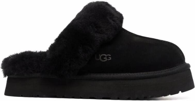 Ugg Zwarte Suède Sandalen met Schapenvacht Black Dames